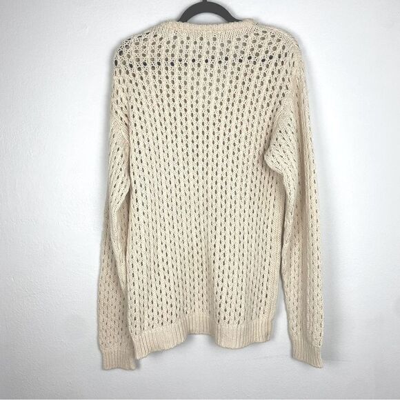 Zara Cream Open Loose Knit Crochet Sweater Cottagecore Boho Coastal Medium - Picture 2 of 14
